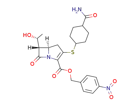 Molecular Structure of 105675-88-5 (p-nitrobenzyl (6S)-<(1R)-hydroxyethyl>-2-<cis-4-carbamoylcyclohexylthio>-(5R)-carbapen-2-em-3-carboxylate)