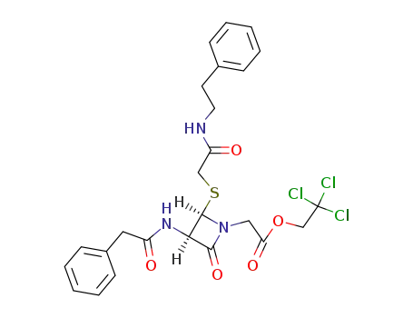 2-<3-phenylacetamido-4-thio((β-phenylethyl)aminocarbonyl-methyl)-(3R,4R)-azetidin-2-on-1-yl>-trichloroethyl acetate