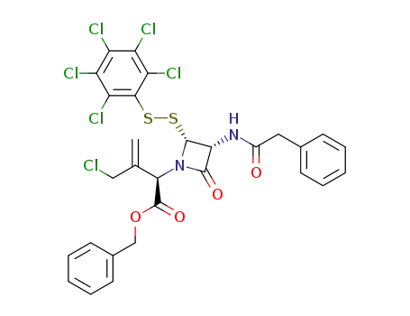 (R)-3-Chloromethyl-2-((3R,4R)-2-oxo-4-pentachlorophenyldisulfanyl-3-phenylacetylamino-azetidin-1-yl)-but-3-enoic acid benzyl ester