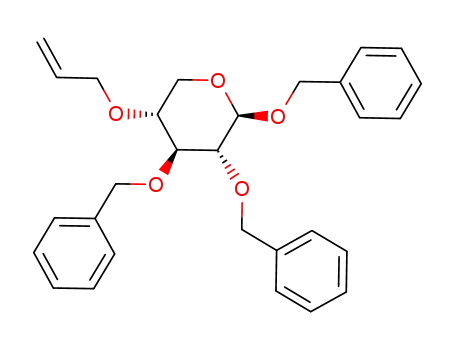 Molecular Structure of 136136-35-1 (benzyl 4-O-allyl-2,3-di-O-benzyl-β-D-xylopyranoside)