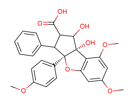 (3aR,8bS)-1,8b-Dihydroxy-6,8-dimethoxy-3a-(4-methoxy-phenyl)-3-phenyl-2,3,3a,8b-tetrahydro-1H-benzo[b]cyclopenta[d]furan-2-carboxylic acid