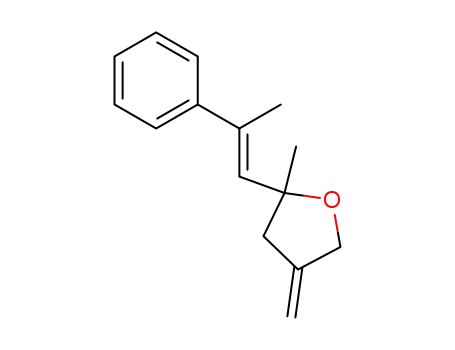 Molecular Structure of 143344-97-2 (Furan, tetrahydro-2-methyl-4-methylene-2-(2-phenyl-1-propenyl)-, (E)-)