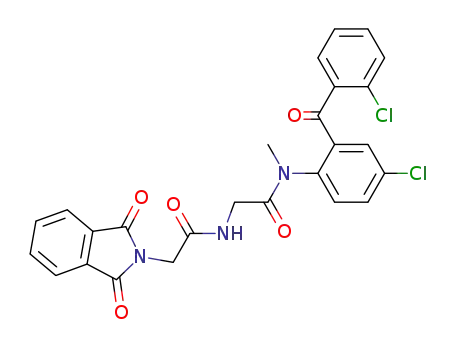 Molecular Structure of 59180-18-6 (2H-Isoindole-2-acetamide,
N-[2-[[4-chloro-2-(2-chlorobenzoyl)phenyl]methylamino]-2-oxoethyl]-1,3-
dihydro-1,3-dioxo-)
