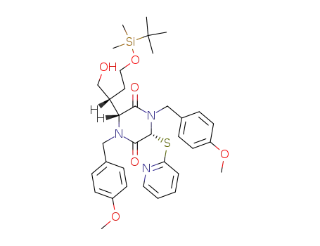 1,4-bis(p-methoxybenzyl)-3-(2'-thiopyridyl)-6-<1''-(hydroxymethyl)-3''-<((tert-butyldimethylsilyl)oxy)propyl>>-2,5-piperazinedione