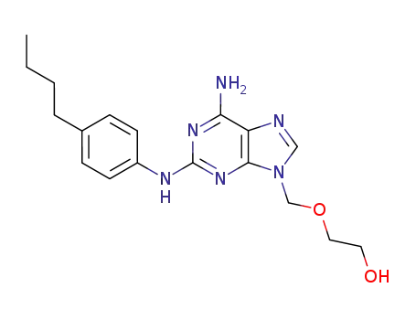 Molecular Structure of 104715-82-4 (Ethanol,2-[[6-amino-2-[(4-butylphenyl)amino]-9H-purin-9-yl]methoxy]-)