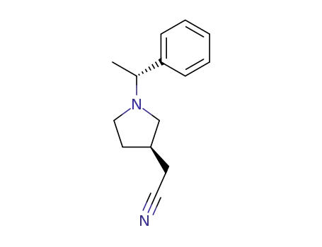 Molecular Structure of 122408-84-8 ((3R)-1-<(R)-1-phenylethyl>-3-(cyanomethyl)pyrrolidine)