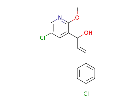 Molecular Structure of 102830-76-2 (3-Pyridinemethanol, 5-chloro-a-[2-(4-chlorophenyl)ethenyl]-2-methoxy-,
(E)-)