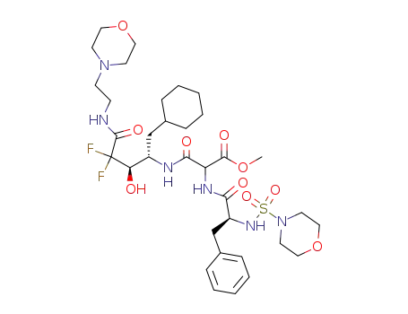 3-<<1(S)-(cyclohexylmethyl)-3,3-difluoro-2(R)-hydoxy-4-<<2-(4-morpholinyl)ethyl>amino>-4-oxobutyl>amino>-N-<N-(4-morpholinylsulfonyl)-L-phenylalanyl>-3-oxo-DL-alanine methyl ester