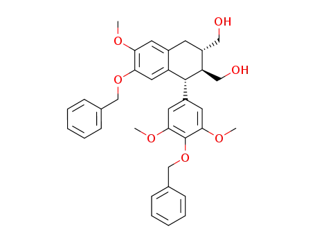 (benzyloxy-4 dimethoxy-3,5 phenyl)-1-r bis-hydroxymethyl-2-t, 3-c benzyloxy-7 methoxy-6 tetrahydro-1,2,3,4 naphtalene