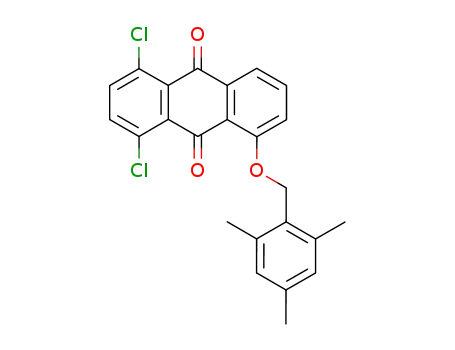 Molecular Structure of 123839-74-7 (1,4-dichloro-5-<(2,4,6-trimethylphenyl)methoxy>-9,10-anthracenedione)