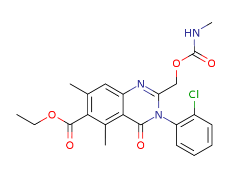 3,4-DIHYDRO-3-(2-CHLOROPHENYL)-5,7-DIMETHYL-2-((((METHYLAMINO)CARBONYL)OXY)METHYL)-4-OXO-6-QUINAZOLINECARBOXYLIC ACID ETHYL ESTER