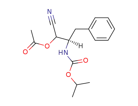 Molecular Structure of 129867-99-8 ((3-R)-2-acetoxy-3-isopropoxycarbonylamino-4-phenylbutyronitrile)