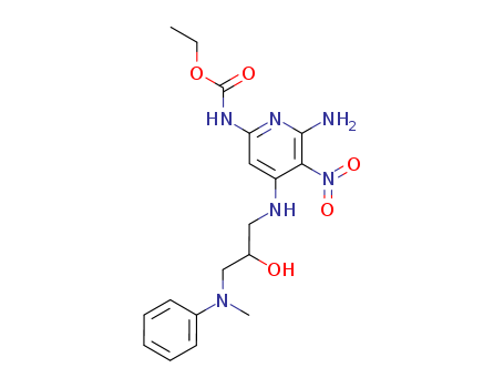 ethyl N-[6-amino-4-[[2-hydroxy-3-(methyl-phenyl-amino)propyl]amino]-5-nitro-pyridin-2-yl]carbamate cas  82585-86-2