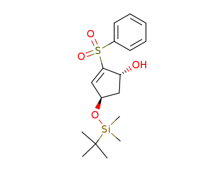 Molecular Structure of 77493-67-5 ((1R,4R)-trans-4-(tert-Butyldimethylsiloxy)-1-hydroxy-2-(phenylsulfonyl)-2-cyclopentene)