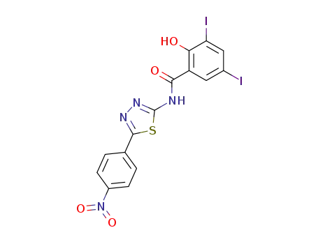 Molecular Structure of 128127-05-9 (2-(3,5-Diiodosalicyloyl)amino-5-(4-nitrophenyl)-1,3,4-thiadiazole)
