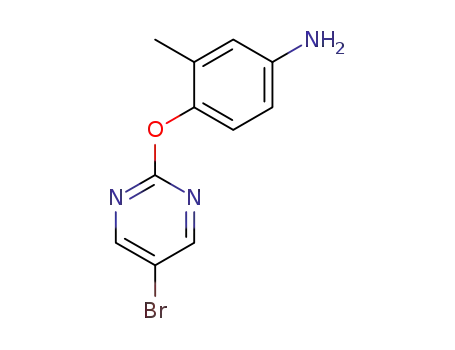 Molecular Structure of 111986-57-3 (Benzenamine, 4-[(5-bromo-2-pyrimidinyl)oxy]-3-methyl-)