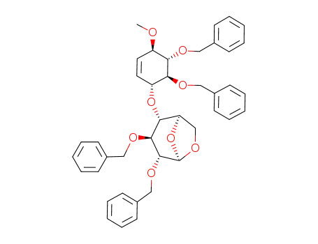 1,6-Anhydro-2,3-di-O-benzyl-4-O-<1L-(1,3/2,4)-2,3-di-O-benzyl-1,2,3,4-tetrahydroxy-1-O-methyl-5-cyclohexen-4-yl>-β-D-glucopyranose