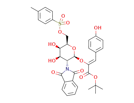 t-butyl (Z)-2-(2'-deoxy-2'-phthalimido-6-O-p-toluenesulfonyl-β-D-galactopyranosyloxy)-3-p-hydroxyphenyl-2-acrylate