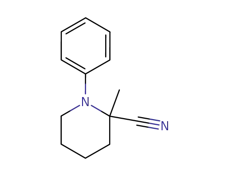 Molecular Structure of 473259-17-5 (2-methyl-1-phenyl-piperidine-2-carbonitrile)