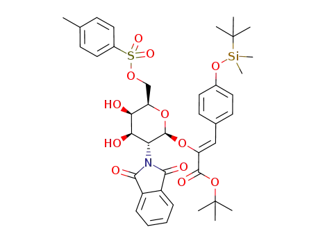 t-butyl (Z)-2-(2'-deoxy-2'-phthalimido-6-O-p-toluenesulfonyl-β-D-galactopyranosyloxy)-3-p-t-butyldimethylsilyloxyphenyl-2-acrylate