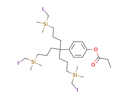 propionic acid 4-{4-(iodomethyl-dimethyl-silanyl)-1,1-bis-[3-(iodomethyl-dimethyl-silanyl)-propyl]-butyl}-phenyl ester