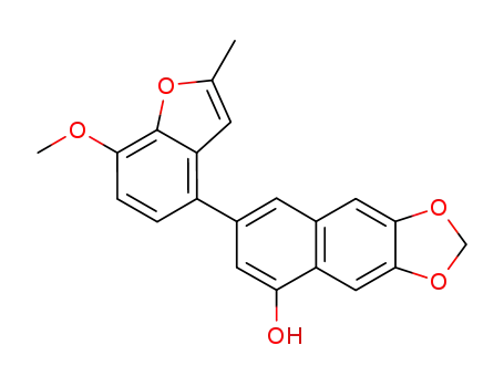 Molecular Structure of 176095-55-9 (Naphtho[2,3-d]-1,3-dioxol-5-ol, 7-(7-methoxy-2-methyl-4-benzofuranyl)-)