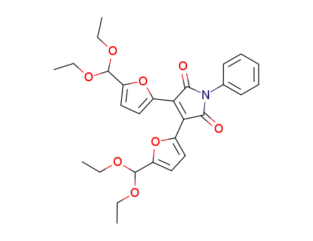 Molecular Structure of 853649-31-7 (3,4-bis[5-(diethoxymethyl)fur-2-yl]-2,5-dihydro-1-phenyl-1H-pyrrole-2,5-dione)