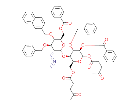 4-O-[2-azido-6-O-benzoyl-3-O-benzyl-2-deoxy-4-O-(2-naphthylmethyl)-α-D-glucopyranosyl]-2-O-benzoyl-3-O-benzyl-6-O-levulinyl-L-idopyranosyl levulinate