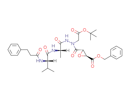 3-(<i>N</i>-<i>tert</i>-butoxycarbonylmethyl-<i>N</i>'-{2-[3-methyl-2-(3-phenyl-propionylamino)-butyrylamino]-propionyl}-hydrazinocarbonyl)-oxirane-2-carboxylic acid benzyl ester