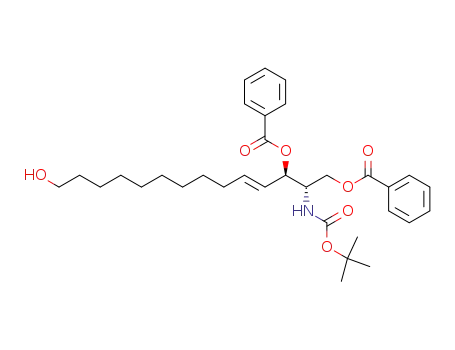 Molecular Structure of 608880-37-1 ((2S,3R)-1,3-di-O-benzoyl-2-(tert-butoxycarbonylamino)-(4E)-tetradecene-1,3,14-triol)