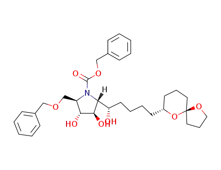 (2R,3R,4R,5R)-2-benzyloxymethyl-5-[(1S)-5-{(5R,7R)-1,6-dioxa-spiro[4.5]dec-7-yl}-1-hydroxy-pentyl]-3,4-dihydroxy-pyrrolidine-1-carboxylic acid benzyl ester