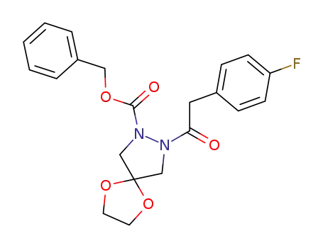 8-[2-(4-Fluoro-phenyl)-acetyl]-1,4-dioxa-7,8-diaza-spiro[4.4]nonane-7-carboxylic acid benzyl ester