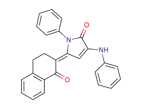 Molecular Structure of 837363-69-6 (2H-Pyrrol-2-one,
5-(3,4-dihydro-1-oxo-2(1H)-naphthalenylidene)-1,5-dihydro-1-phenyl-3-(
phenylamino)-, (5E)-)