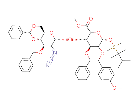 methyl (dimethylthexylsilyl 4-O-(2-azido-3-O-benzyl-4,6-O-benzylidene-2-deoxy-α-D-glucopyranosyl)-3-O-benzyl-2-O-p-methoxybenzyl-β-L-idopyranoside)uronate
