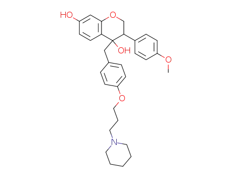 2H-1-Benzopyran-4,7-diol,
3,4-dihydro-3-(4-methoxyphenyl)-4-[[4-[3-(1-piperidinyl)propoxy]phenyl]
methyl]-