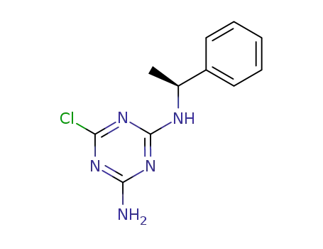 Molecular Structure of 142275-57-8 (1,3,5-Triazine-2,4-diamine, 6-chloro-N-(1-phenylethyl)-, (S)-)