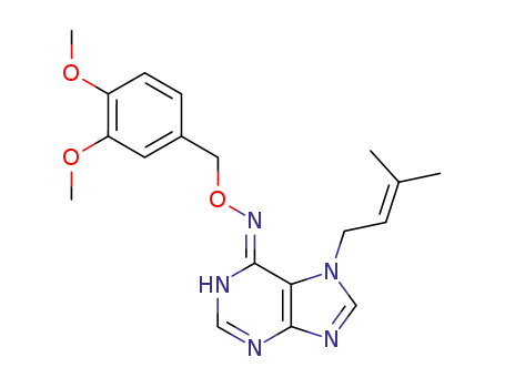 Molecular Structure of 827585-36-4 (6H-Purin-6-one, 1,7-dihydro-7-(3-methyl-2-butenyl)-,
O-[(3,4-dimethoxyphenyl)methyl]oxime)