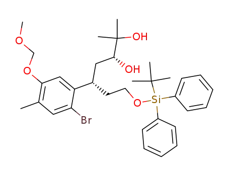 Molecular Structure of 656240-46-9 (2,3-Heptanediol,
5-[2-bromo-5-(methoxymethoxy)-4-methylphenyl]-7-[[(1,1-dimethylethyl)
diphenylsilyl]oxy]-2-methyl-, (3R,5S)-)
