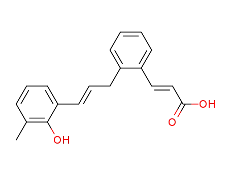 Molecular Structure of 263753-02-2 ((E)-3-(2-((E)-3-(2-hydroxy-3-methylphenyl)-2-propenyl)phenyl)-2-propenoic acid)