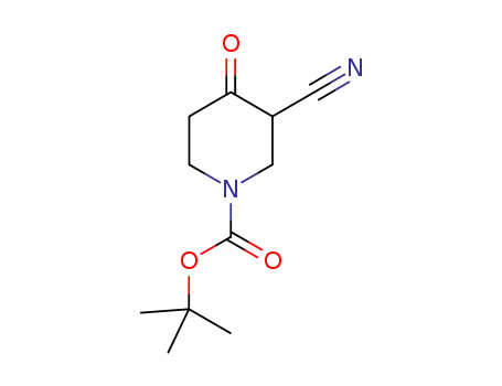 Molecular Structure of 914988-10-6 (3-CYANO-4-OXO-PIPERIDINE-1-CARBOXYLIC ACID TERT-BUTYL ESTER)
