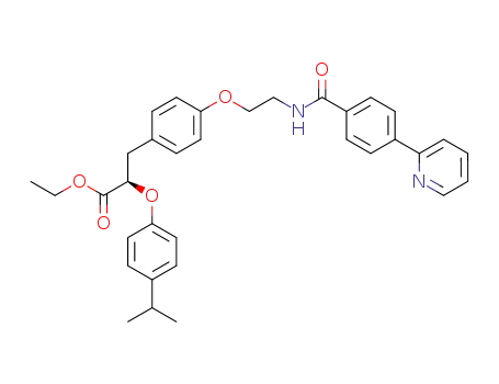 Molecular Structure of 710327-14-3 (ethyl (R)-2-(4-isopropylphenoxy)-3-[4-[2-[(4-(pyridin-2-yl)benzoyl)amino]ethoxy]phenyl]propionate)