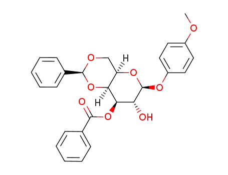Molecular Structure of 671194-39-1 (4-methoxyphenyl 3-O-benzoyl-4,6-O-benzylidene-β-D-galactopyranoside)