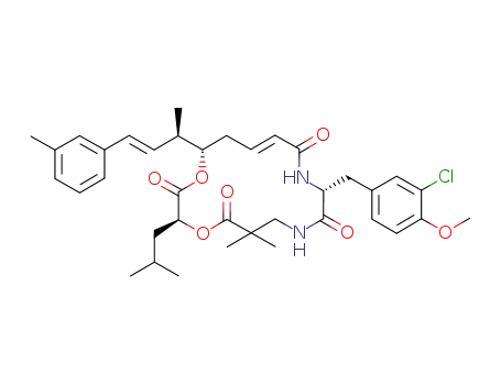 cyclo[2,2-dimethyl-β-alanyl-(2S)-2-hydroxy-4-methylpentanoyl-(2E,5S,6R,7E)-5-hydroxy-6-methyl-8-(3-methylphenyl)-2,7-octadienoyl-3-chloro-O-methyl-D-tyrosyl]