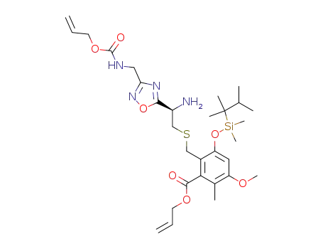 allyl 2-{(R)-2-[3-(allyloxycarbonylaminomethyl)-1,2,4-oxadiazol-5-yl]-2-amino-ethylsulfanylmethyl}-3-[dimethyl(thexyl)silyloxy]-5-methoxy-6-methylbenzoate