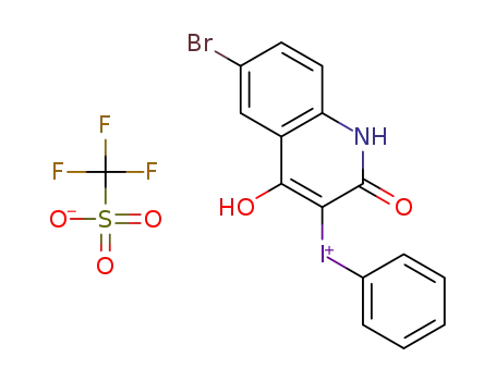 Molecular Structure of 1599524-81-8 ((6-bromo-4-hydroxy-2-oxo-1,2-dihydroquinolin-3-yl)(phenyl)iodoniumtrifluoromethane sulfonate)