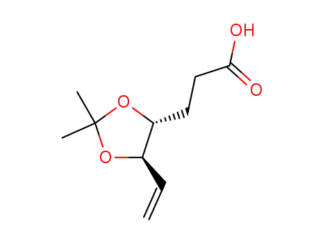 Molecular Structure of 473543-44-1 (1,3-Dioxolane-4-propanoic acid, 5-ethenyl-2,2-dimethyl-, (4R,5R)-)
