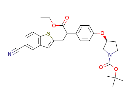 ethyl 2-(4-{[(3S)-1-(tert-butoxycarbonyl)pyrrolidin-3-yl]oxy}phenyl)-3-(5-cyano-1-benzothien-2-yl)propanoate