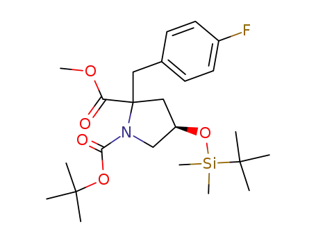 4-(<i>tert</i>-butyl-dimethyl-silanyloxy)-2-(4-fluoro-benzyl)-pyrrolidine-1,2-dicarboxylic acid 1-<i>tert</i>-butyl ester 2-methyl ester