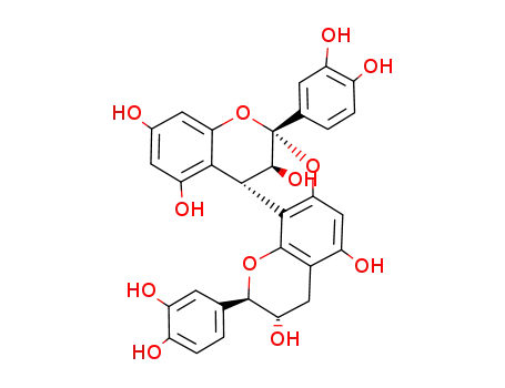 Molecular Structure of 130853-74-6 (8,14-Methano-2H,14H-1-benzopyrano[7,8-d][1,3]benzodioxocin-3,5,11,13,15-pentol,2,8-bis(3,4-dihydroxyphenyl)-3,4-dihydro-, (2R,3S,8R,14S,15S)- (9CI))