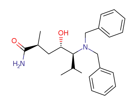 Molecular Structure of 586413-22-1 (Heptanamide, 5-[bis(phenylmethyl)amino]-4-hydroxy-2,6-dimethyl-,
(2S,4S,5S)-)